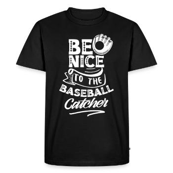 Soyez gentil avec le baseball receveur de baseball - T-shirt Premium bio Homme - noir - Devant - Nico (187cm)