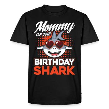 Maman du requin d’anniversaire - T-shirt Premium bio Homme - noir - Devant - Nico (187cm)