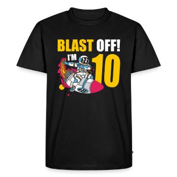 Je suis 10 Astronaut Lover Spaceship Happy - T-shirt Premium bio Homme - noir - Devant - Nico (187cm)