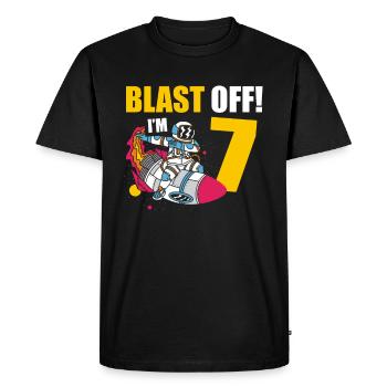 I' Astronaut Lover Spaceship Happy Birthday - Men's Premium Organic T-Shirt - black - Front - Nico (187cm)