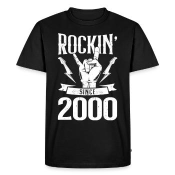 Rockin since 2000 - Men's Premium Organic T-Shirt - black - Front - Nico (187cm)