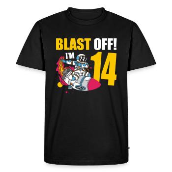 Je suis 14 Astronaut Lover Spaceship Happy - T-shirt Premium bio Homme - noir - Devant - Nico (187cm)