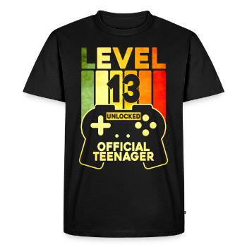 Niveau 13 Débloqué Officiel Adolescent - T-shirt Premium bio Homme - noir - Devant - Nico (187cm)