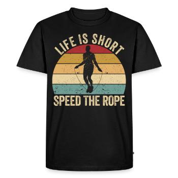Drôle de corde à sauter corde à sauter corde à sauter Vie - T-shirt Premium bio Homme - noir - Devant - Nico (187cm)