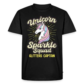 Capitaine de coupeur d’escouade Licorne Sparkle - T-shirt Premium bio Homme - noir - Devant - Nico (187cm)