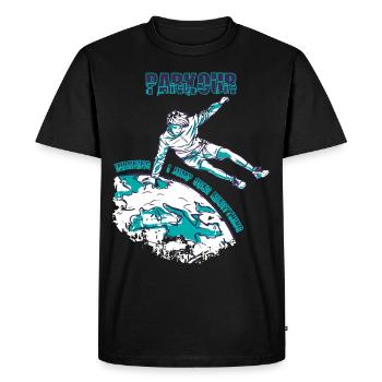 Parkour Warning Jump over everything Freestyle Runnin - Men's Premium Organic T-Shirt - black - Front - Nico (187cm)