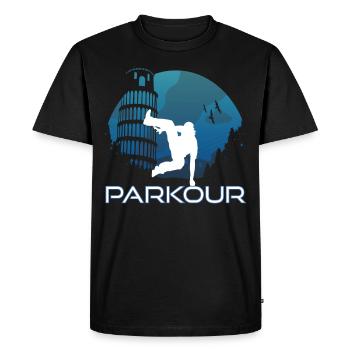 Avertissement de parkour sauter par-dessus tout comme la tour de Pise - T-shirt Premium bio Homme - noir - Devant - Nico (187cm)