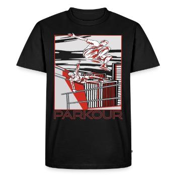 Parkour Warning Jump over everything Run Jump - Men's Premium Organic T-Shirt - black - Front - Nico (187cm)