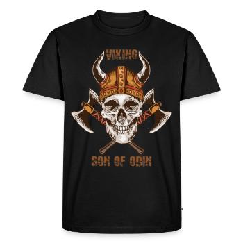 Viking Skull Axe Valhalla Warriors Mythology - Men's Premium Organic T-Shirt - black - Front - Nico (187cm)