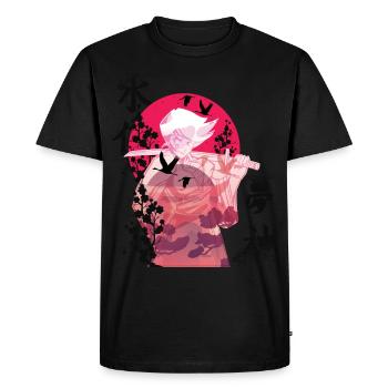 Samouraï Fille Japonaise Fleurs Guerrière Japon - T-shirt Premium bio Homme - noir - Devant - Nico (187cm)