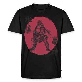Funny Samurai with Gatling Japanese Warrior B - Men's Premium Organic T-Shirt - black - Front - Nico (187cm)