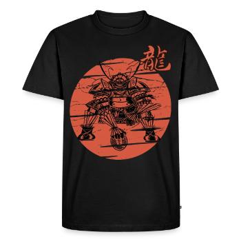 Samurai Football Funny Warrior Armor Japanese - Men's Premium Organic T-Shirt - black - Front - Nico (187cm)