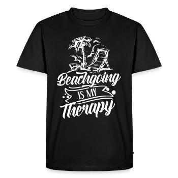 Les vacances à la plage sont ma thérapie Plage de plage - T-shirt Premium bio Homme - noir - Devant - Nico (187cm)