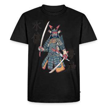 Samouraï Rétro Art Japonais Ninja Japonais K - T-shirt Premium bio Homme - noir - Devant - Nico (187cm)