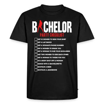Bachelor party Checklist - Men's Premium Organic T-Shirt - black - Front - Nico (187cm)