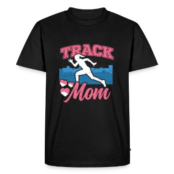 Coureur Course Fille Piste d’athlétisme Maman - T-shirt Premium bio Homme - noir - Devant - Nico (187cm)