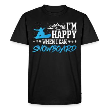 Snowboarding at Happy When I Can Snowboard - Men's Premium Organic T-Shirt - black - Front - Nico (187cm)