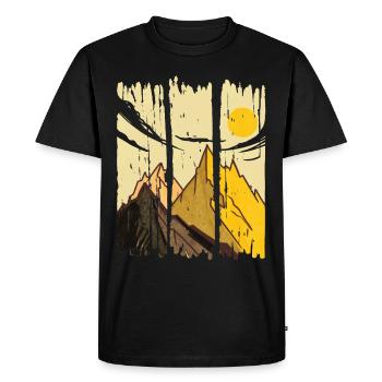 MONTAGNES D’ART PEINTES AVEC SOLEIL - T-shirt Premium bio Homme - noir - Devant - Nico (187cm)