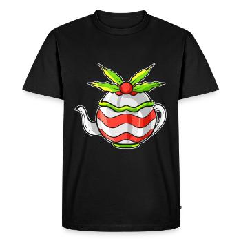 Autumn Tea Pot with Mistletoe For Christmas - Men's Premium Organic T-Shirt - black - Front - Nico (187cm)