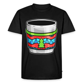 Bécher d’automne avec pull moche pour Noël - T-shirt Premium bio Homme - noir - Devant - Nico (187cm)