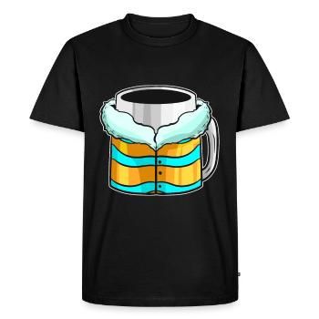 Bécher d’automne avec veste d’hiver pour Noël - T-shirt Premium bio Homme - noir - Devant - Nico (187cm)