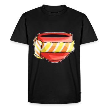 Autumn Beaker With Yellow Orange Striped Scarf - Men's Premium Organic T-Shirt - black - Front - Nico (187cm)