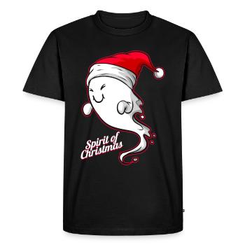 Ghost With Santas Hat Spirit Of Christmas - Men's Premium Organic T-Shirt - black - Front - Nico (187cm)