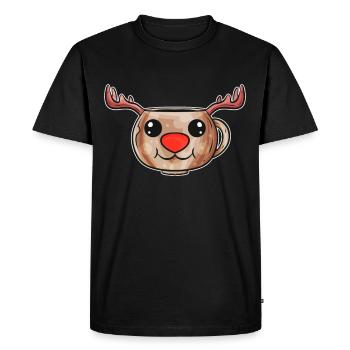Eggnog Cup Rudolph The Reindeer Christmas - Men's Premium Organic T-Shirt - black - Front - Nico (187cm)