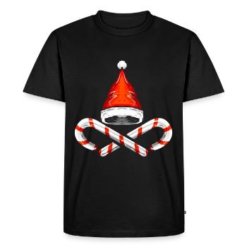 Chapeau de Père Noël et cannes à sucre pour Noël - T-shirt Premium bio Homme - noir - Devant - Nico (187cm)