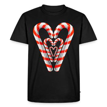 Cannes à sucre formant un coeur pour Noël - T-shirt Premium bio Homme - noir - Devant - Nico (187cm)