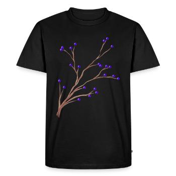 Branche de brumes aux baies violettes pour Noël - T-shirt Premium bio Homme - noir - Devant - Nico (187cm)