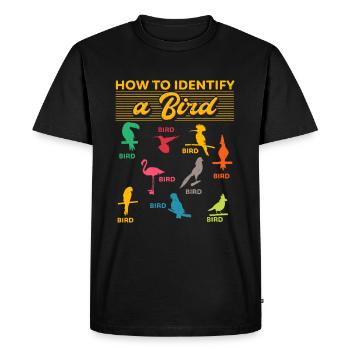 Comment identifier un oiseau d’observation - T-shirt Premium bio Homme - noir - Devant - Nico (187cm)