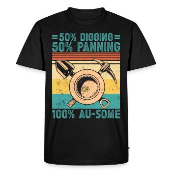 Drôle d’orpaillage 50% Creuser 50% Creuser 100% - T-shirt Premium bio Homme - noir - Devant - Nico (187cm)