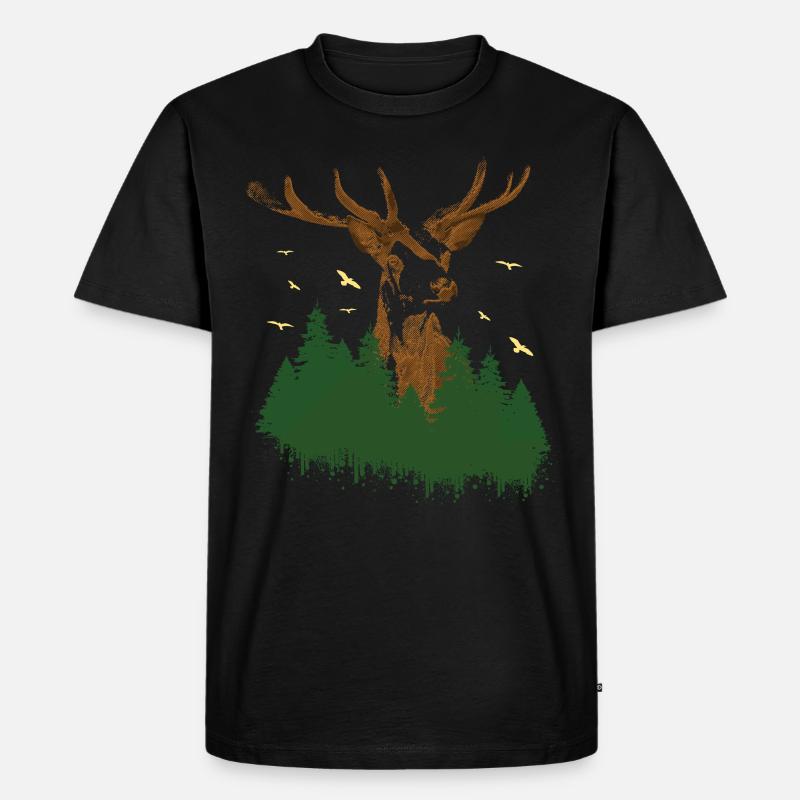 WALD MIT HIRSCH SPRAY - Männer Premium Bio T-Shirt - Schwarz