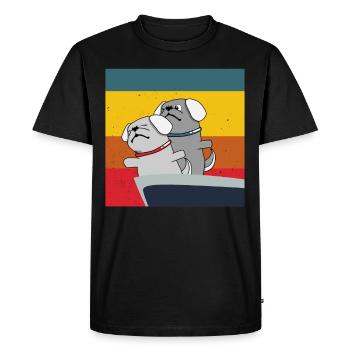 Chien mignon dans Titanic Pose Puppies - T-shirt Premium bio Homme - noir - Devant - Nico (187cm)