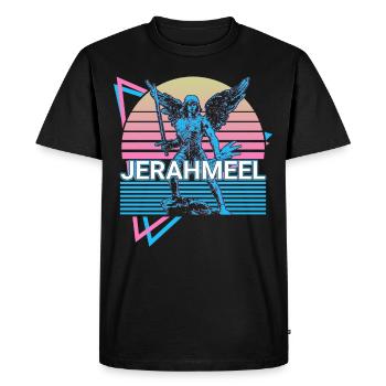 Jerahmeel Saint Jerahmeel Archange Rétro - T-shirt Premium bio Homme - noir - Devant - Nico (187cm)