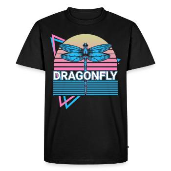 Dragonfly Dragonflies Retro - Men's Premium Organic T-Shirt - black - Front - Nico (187cm)