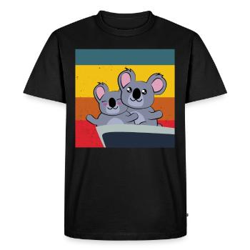 koalas mignons dans la pose du Titanic - T-shirt Premium bio Homme - noir - Devant - Nico (187cm)