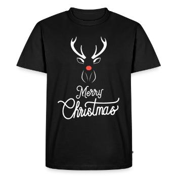 Christmas reindeer with red nose - Men's Premium Organic T-Shirt - black - Front - Nico (187cm)