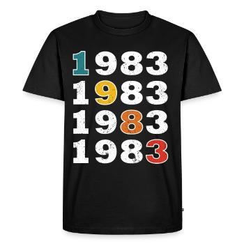 40ème anniversaire Né en 1983 Style Rétro Vintage - T-shirt Premium bio Homme - noir - Devant - Nico (187cm)