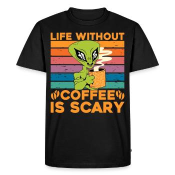 La vie sans café est effrayante - T-shirt Premium bio Homme - noir - Devant - Nico (187cm)