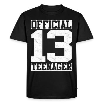 Officiellement un adolescent - Regard affligé - T-shirt Premium bio Homme - noir - Devant - Nico (187cm)