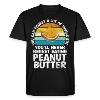 Vous ne regretterez jamais d’utiliser du beurre de cacahuète avec de la gelée - T-shirt Premium bio Homme - noir - Devant - Nico (187cm)