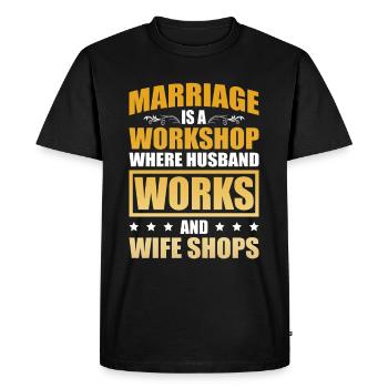 Marriage is a Workshop Fun Marriage Wedding - Men's Premium Organic T-Shirt - black - Front - Nico (187cm)
