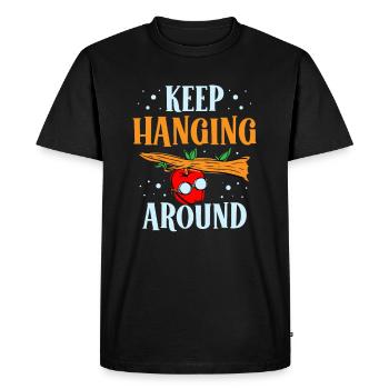 Stay Close to Apple Picker Apple - Men's Premium Organic T-Shirt - black - Front - Nico (187cm)