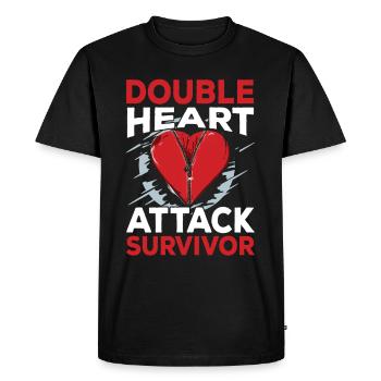 Double heart attack Surviving heart attack - Men's Premium Organic T-Shirt - black - Front - Nico (187cm)