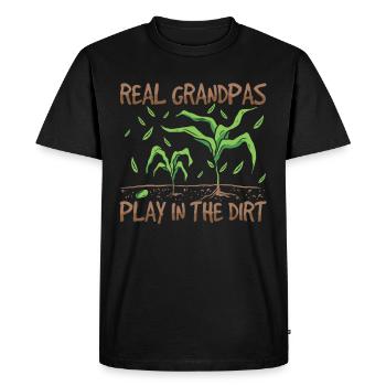 De vrais grands-pères jouant au jardinage dans la terre - T-shirt Premium bio Homme - noir - Devant - Nico (187cm)