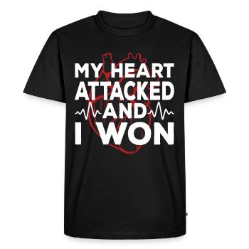 My heart attacked and I won - Men's Premium Organic T-Shirt - black - Front - Nico (187cm)