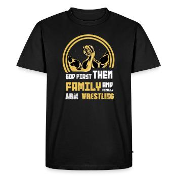Arm wrestling tree felling weight training Armwrestling - Men's Premium Organic T-Shirt - black - Front - Nico (187cm)