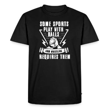 Arm wrestling tree felling weight training Armwrestling - Men's Premium Organic T-Shirt - black - Front - Nico (187cm)